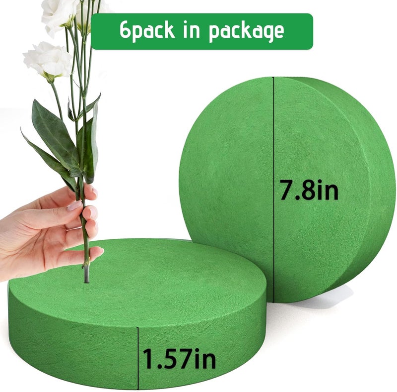 Max Shape 6Pcs Floral Foam Round Blocks, Large Wet and Dry Green Foam for Artificial and Fresh Flower Arrangement,Flower Foam Blocks for Wedding Party Decorations (7.8 Inch) - Image 2